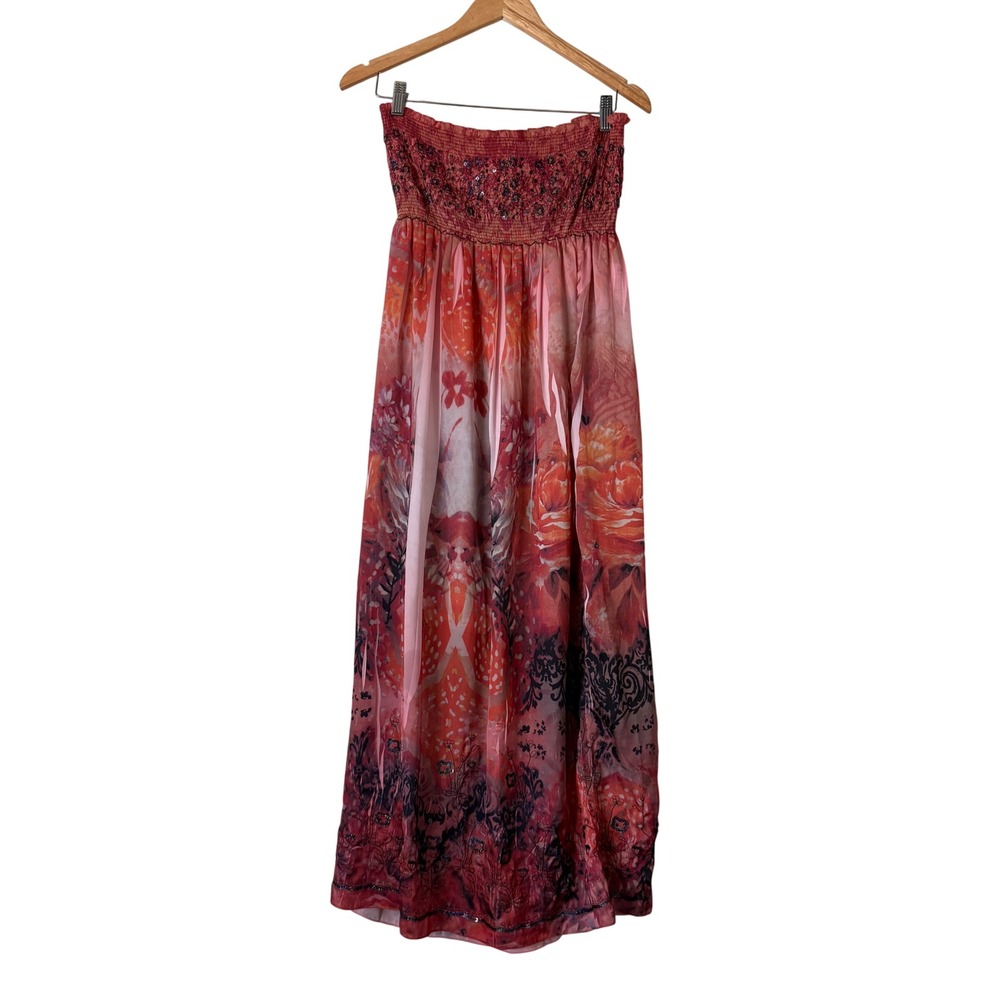 Lapis Women's Fairy Grunge Strapless Maxi Dress Smocked Sequin Boho Size‎ OS Y2K